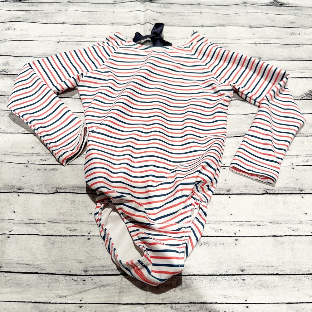 Minnow Girls | Rash Guard Red White & Blue Striped One Piece